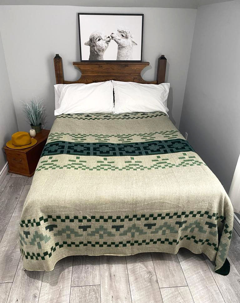 green reversible alpaca blanket