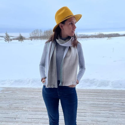 white beige reversible alpaca scarf