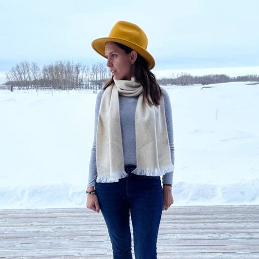 beige alpaca wool scarf