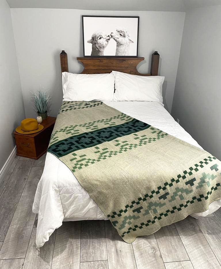 green reversible alpaca blanket
