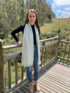 cozy wool scarf with fringe