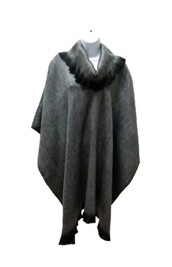 grey alpaca wool poncho