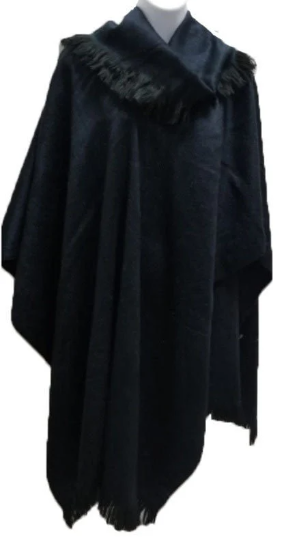 black alpaca wool poncho