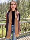 striped wool scarf with fringe